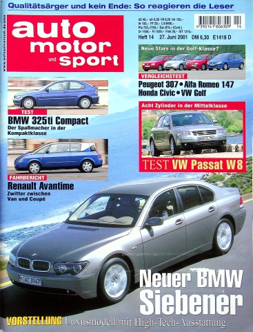 Deckblatt Auto Motor und Sport (14/2001)